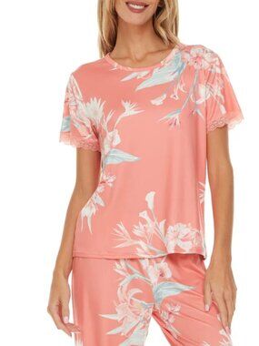 Flora Nikrooz Floral Coral Short Sleeve Sleep Top by